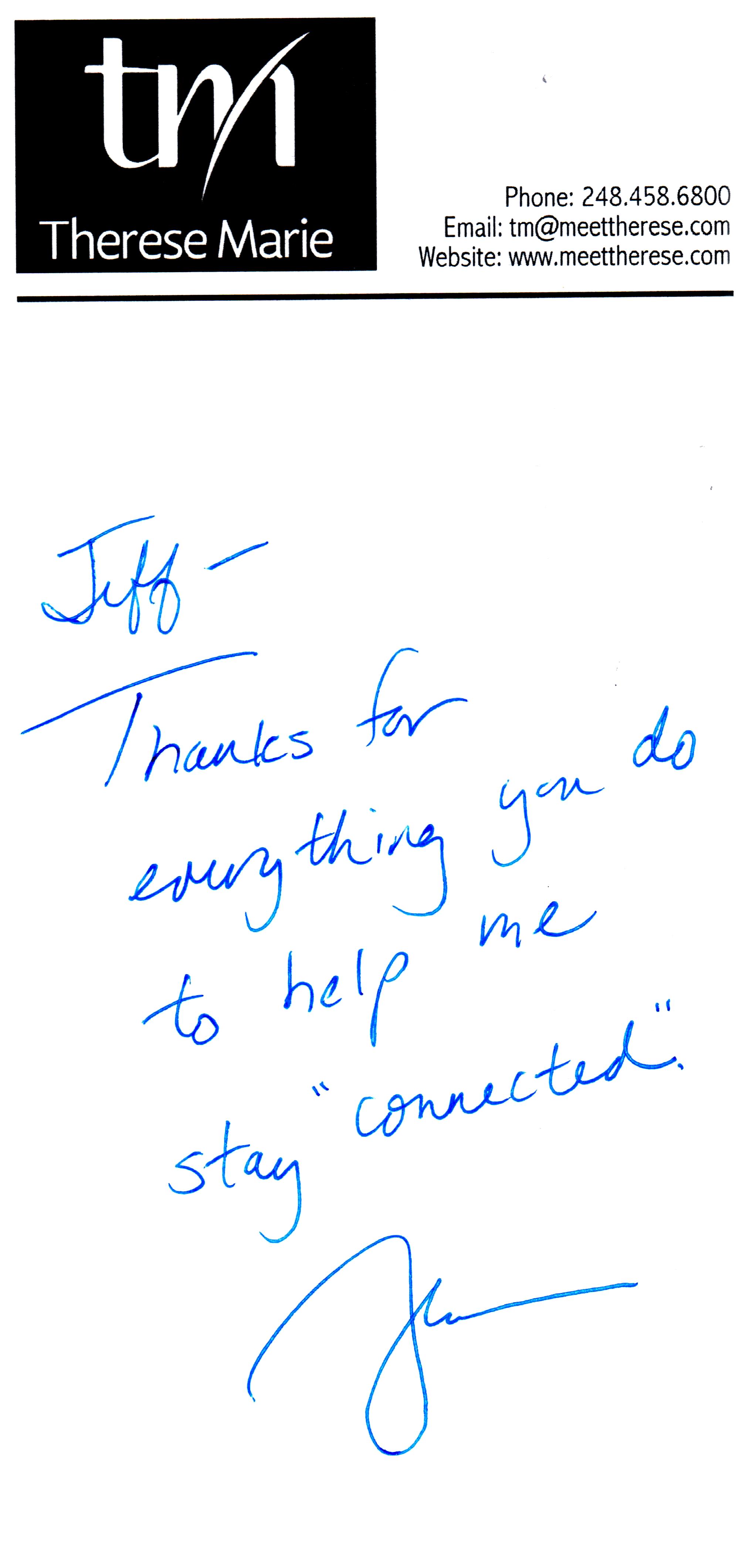 Jeff, Thanks for everything you do to help me stay "connected" 
